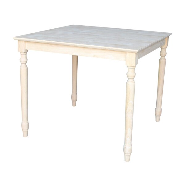 International Concepts Square Solid Wood Top Table, Turned Legs, Unfinished, 36 W, 36 L, 30 in H, Wood, Unfinished K-3636-330T - main